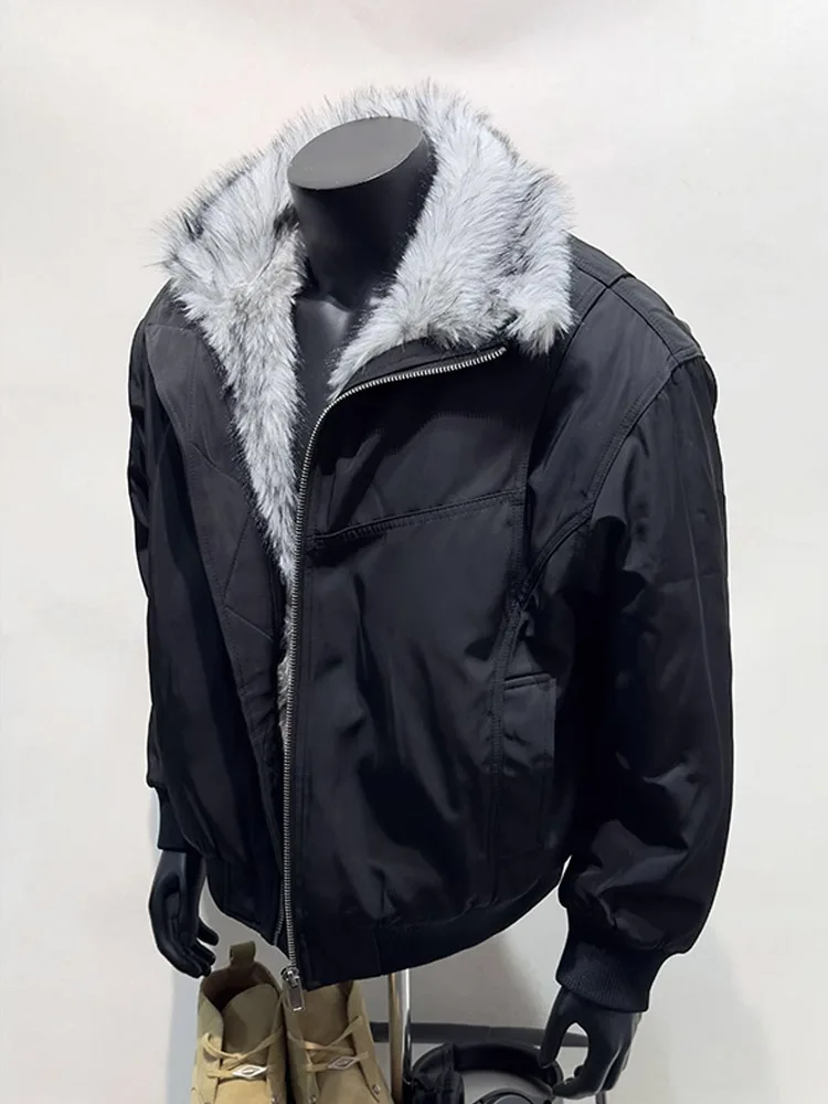 

Men's Thiened Fce Lined Pilot Jaet Coat Winter Warm Cotton Outerwear with Fur Collar Vintage American Sle by MRNEARLY