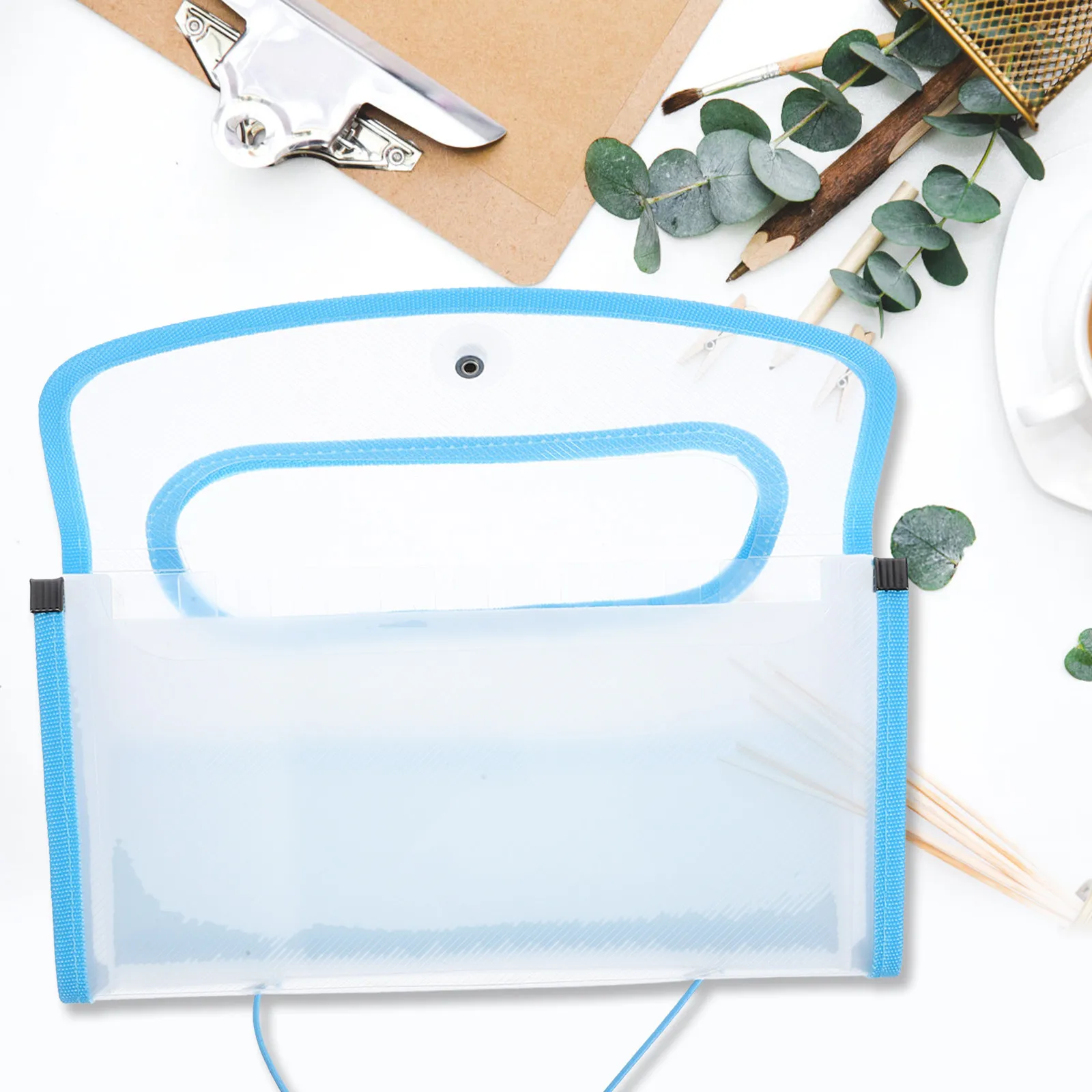 

13 Pocket Accordion File Folder Organizer Expandable Document Storage Wallet for Important Papers Cash Coupons Blue