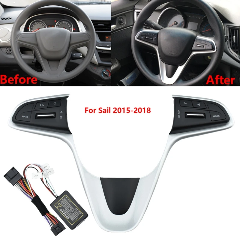 

Multi-Function Steering Wheel Buttons With Bluetooth Audio Control Switch Blue Backlight For Chevrolet Sail 2015-2018