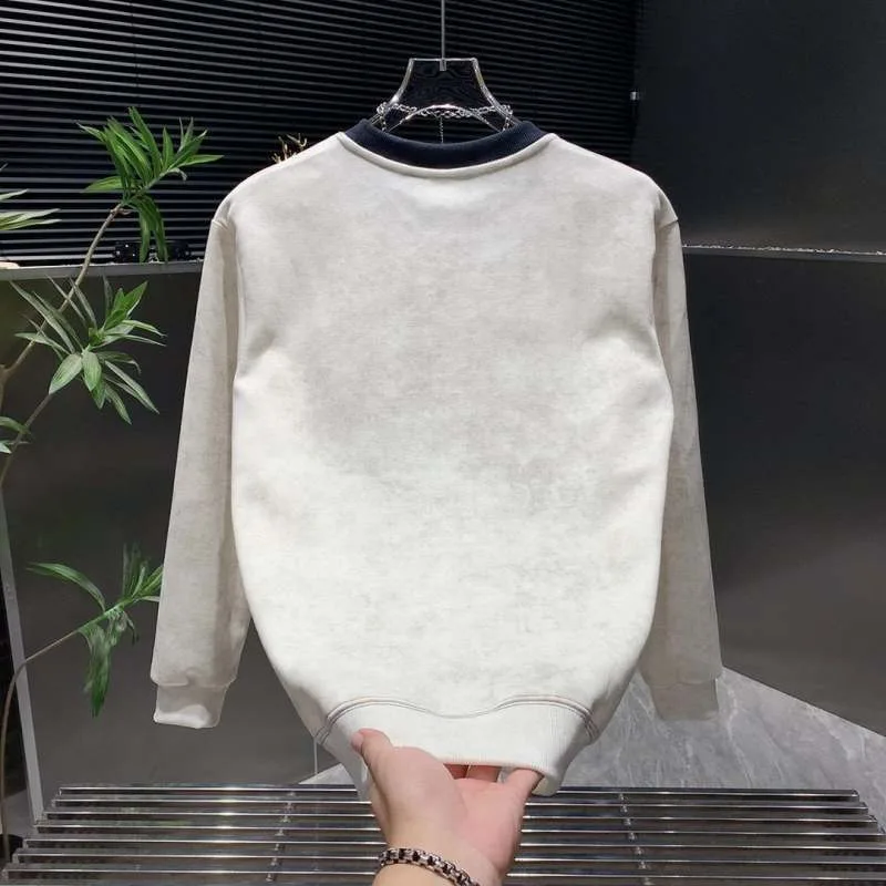 Felpa con cappuccio slim casual da uomo con collo rotondo tie-dye autunno nuova moda ricamata top trendy elegante strato base