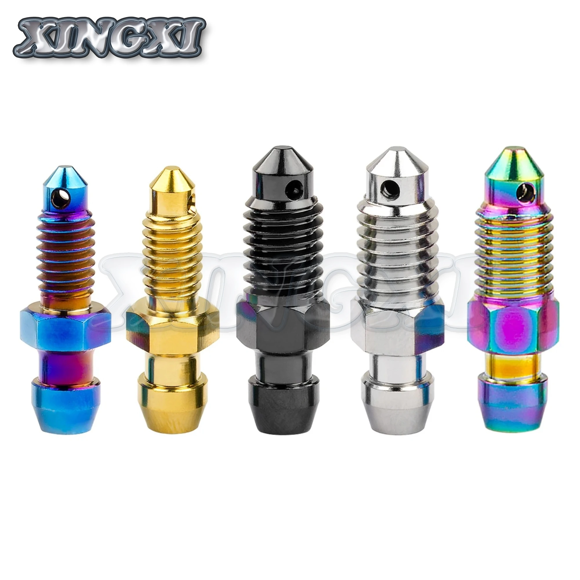 Xingxi-tornillos de desinflado de drenaje de aceite para motocicleta, aleación de titanio Ti M6, M8, M10, Perno P1.0, 1,25mm