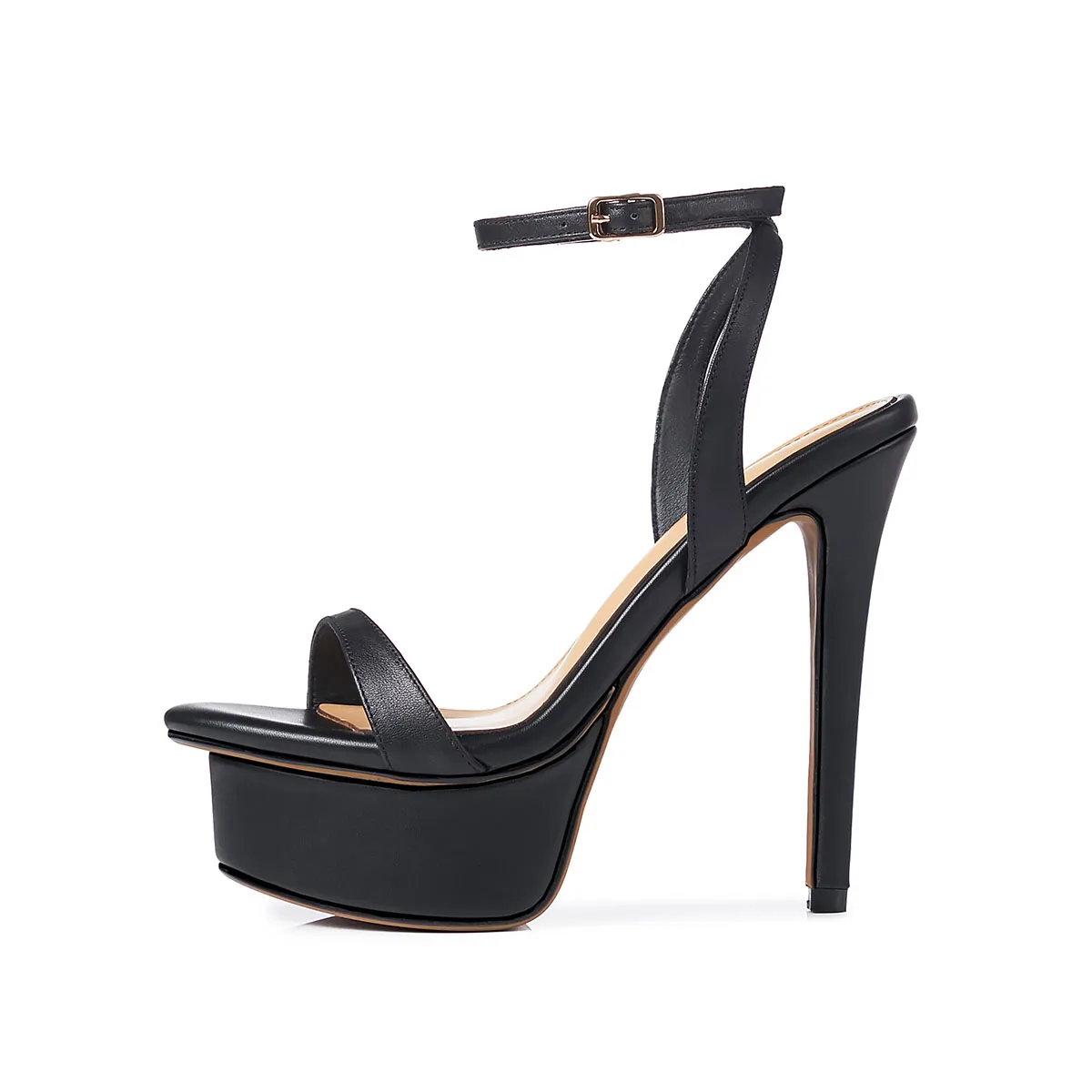 

Arden Furtado Summer cowhide Platform Commuter shoes Round Toe Sexy Super high heel Open toe word-cingulate Sandals Large size