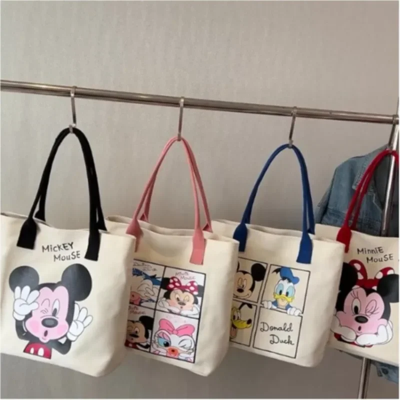 Disney Cartoon Printed Mickey Minnie Mouse Tote Bags Women's Large Capacity Shoulder Bag Donald Duck Fashion Handbag 2024 New