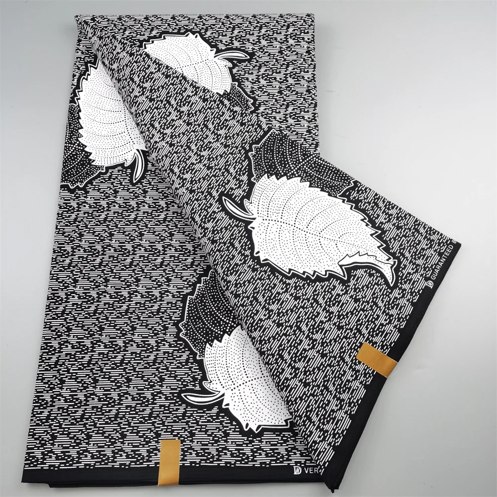 أحدث الشمع الكلاسيكي الحقيقي مضمون قماش طباعة الشمع الحقيقي الهولندية Hollandais Pagne أفريقيا فستان 100% قطن 6 ياردات #5