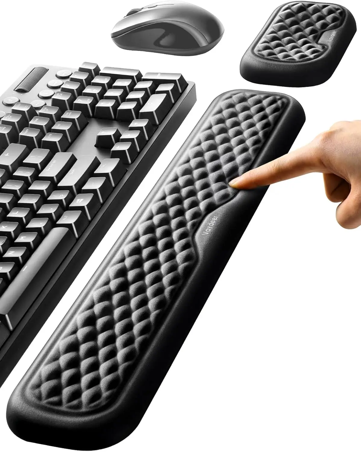 Ergonomic Wrist Rest for Keyboard and Mouse, Memory Foam Cushion, Non-Slip Base, Pain Relief for Typing and Gaming