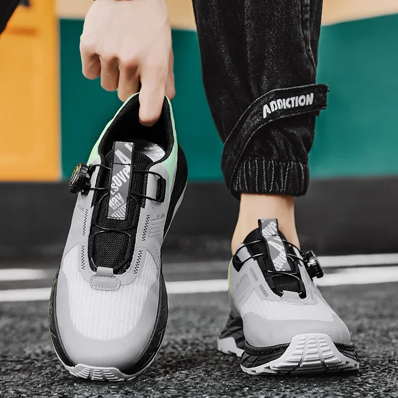 Luxury2024 Men's Thick Sole Elevated Casual Personality Knob Button Running Shoes Spring and Autumn Mesh Breathable Sports Shoes