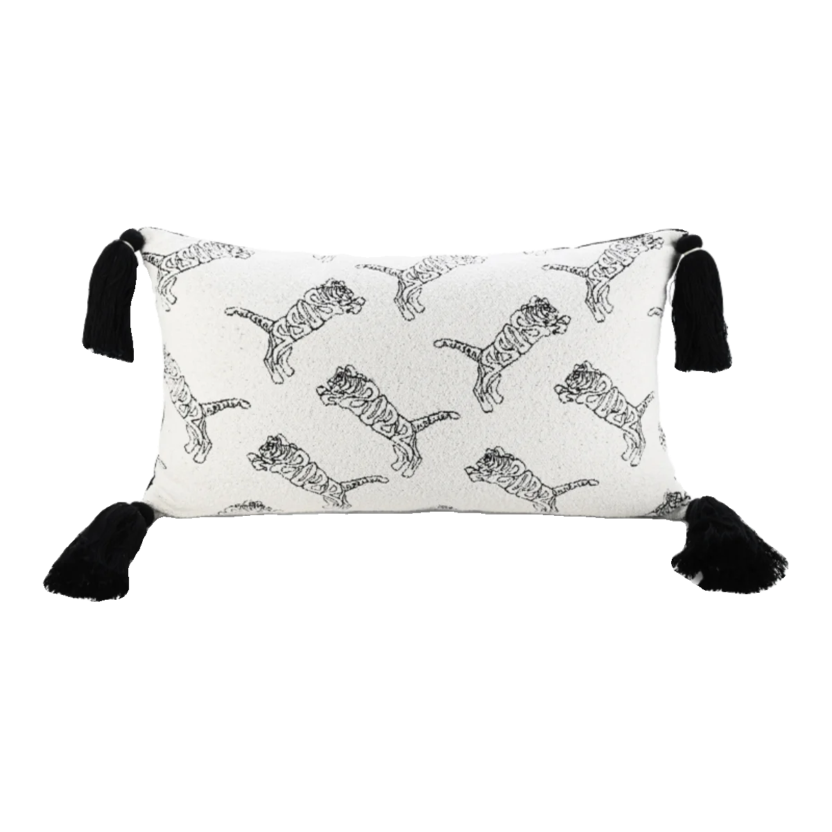 

Tiger Pillows Black White Embroidery Cushion Case Luxury Modern Decorative Pillow Cover For Sofa Chair Home Decorations