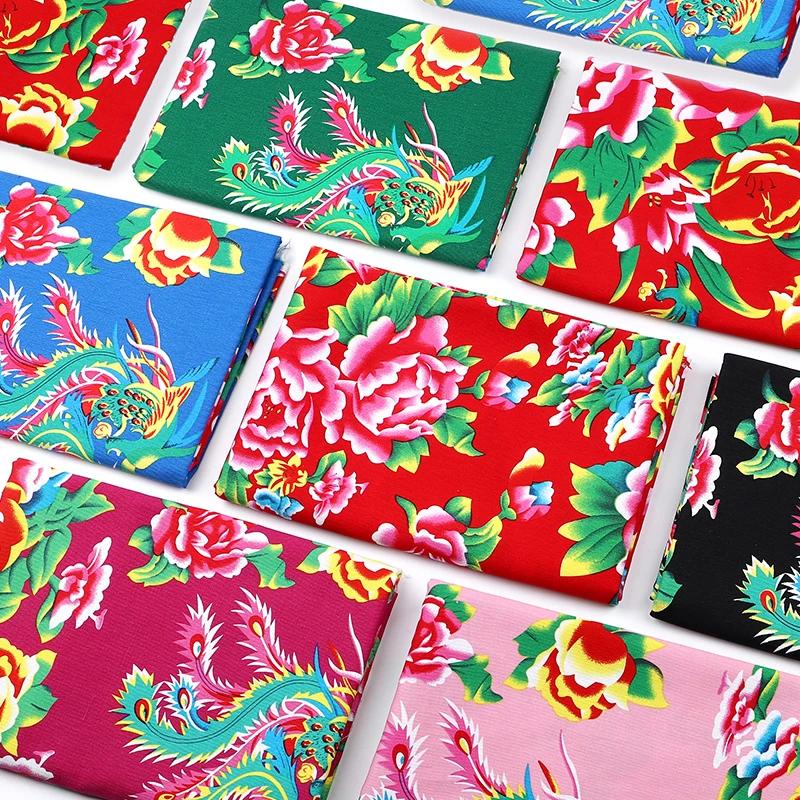 

Летняя скатерть с цветочным принтом из шелкового хлопка, с крупным цветочным узором, в этническом стиле, из искусственного хлопка, ткань для одежды