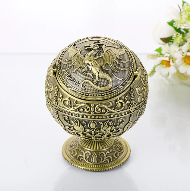 Globe  Ashtray with Cover Fashion Dragon Multifunctional Home Room Tellurian Tetro Round Eagle Ashtray