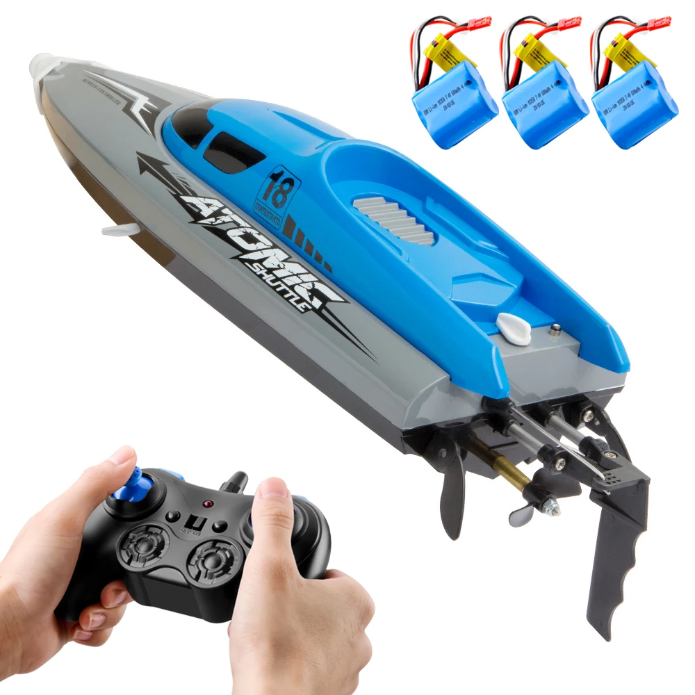 RC Boat 2.4GHz 4 Channel 370 motor RC Racing Boat with 30KM/H High Speed IPV7 waterproof Remote Control Boat for Kids Adults