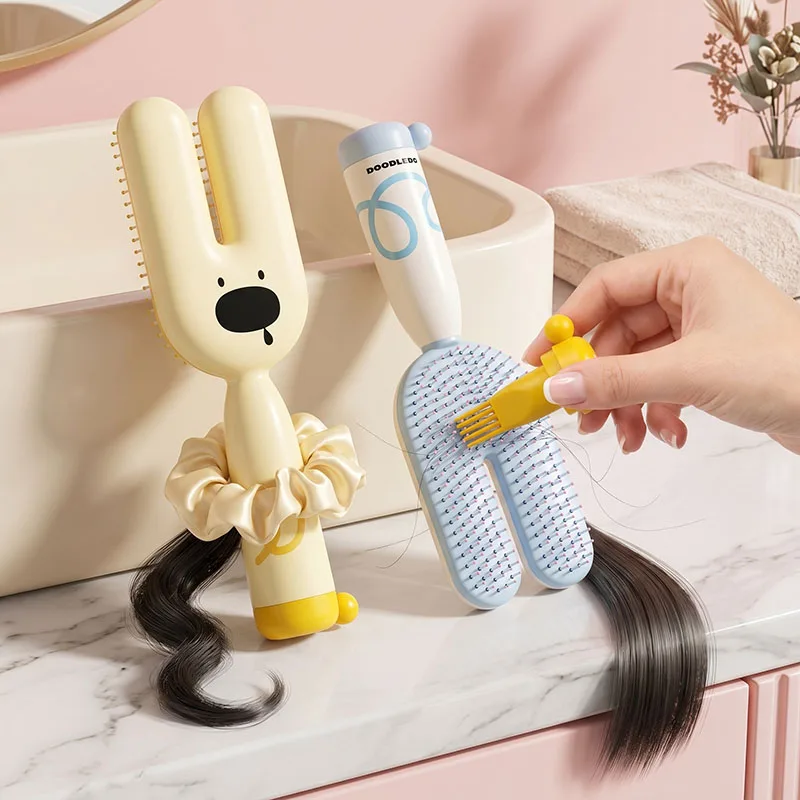 

Cute Cartoon Air Cushion Hair Styling Brush Anti-static Self-Cleaning Detangling Comb Magnetic Wall Mount Scalp Massage Comb
