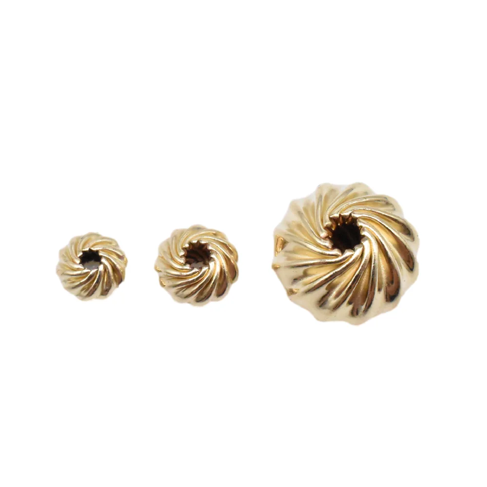 5pcs 14K Gold Filled Twist Corrugated Saucer Beads for Bracelet Necklace 4.5mm 5.7mm 9.5mm