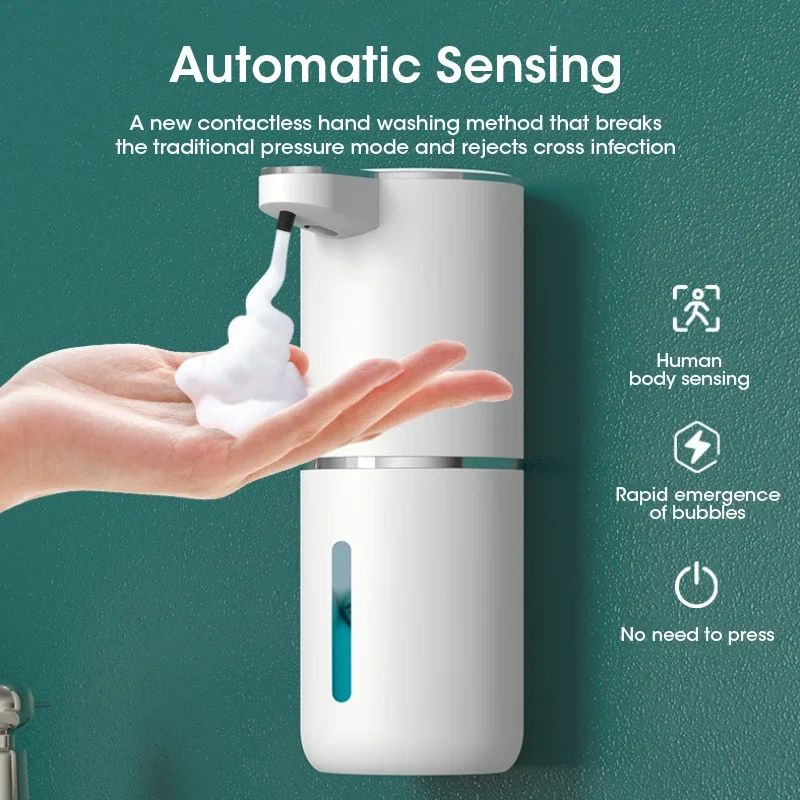 

Touchless Sensor IPX5 Waterproof 380ML USB Rechargeable Automatic Foam Dispenser for Hand Wash Soap Sanitizer Kitchen Bathroom