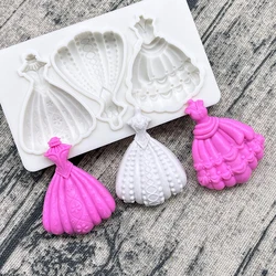 Evening Dress Skirt Silicone Mold Sugarcraft Chocolate Cupcake Baking Mold Fondant Cake Decorating Tools