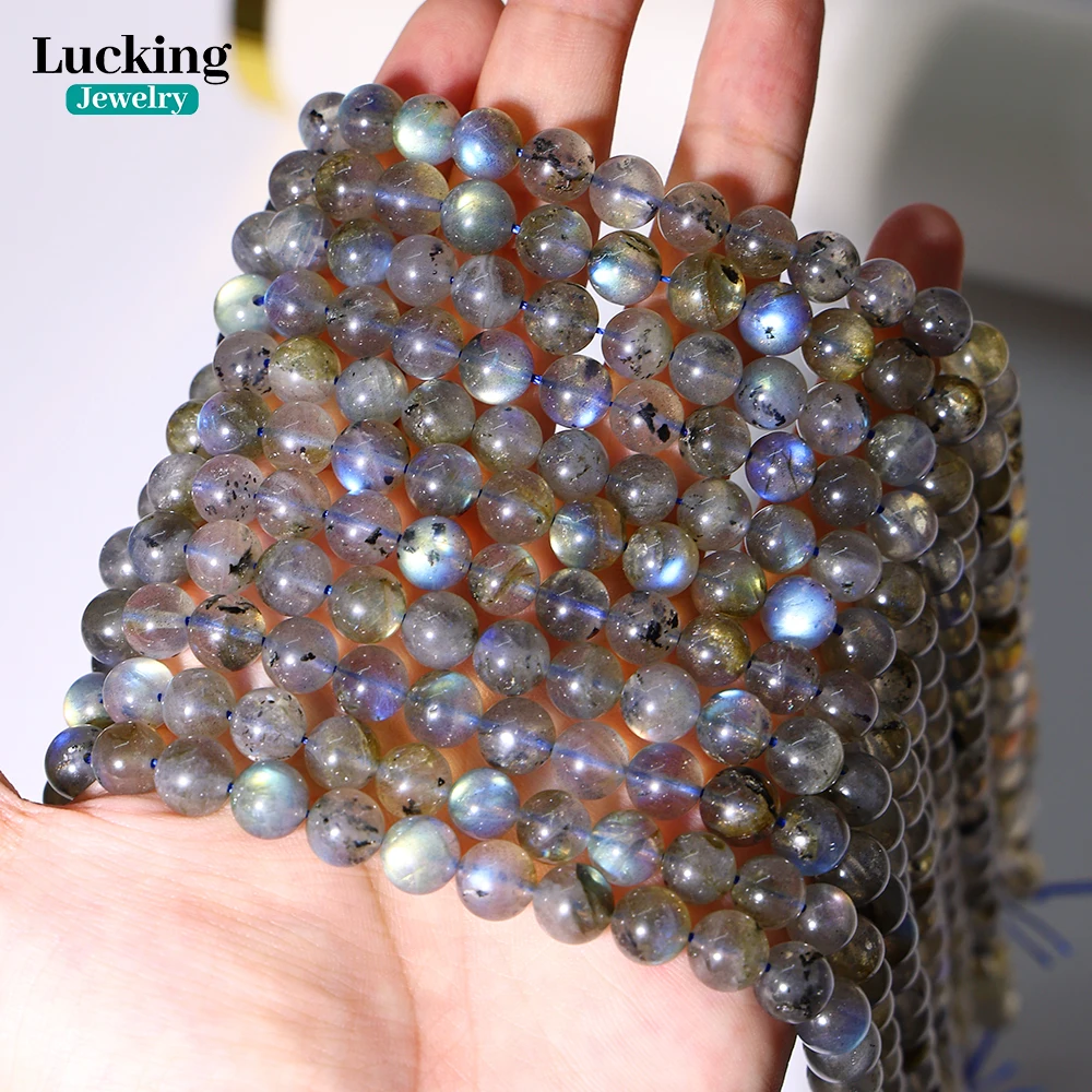 

Natural Madagascar Labradorite with Blue Glitter 6-8mm Strand Beads for Jewelry Making Healing Crystal, Collector's Stone