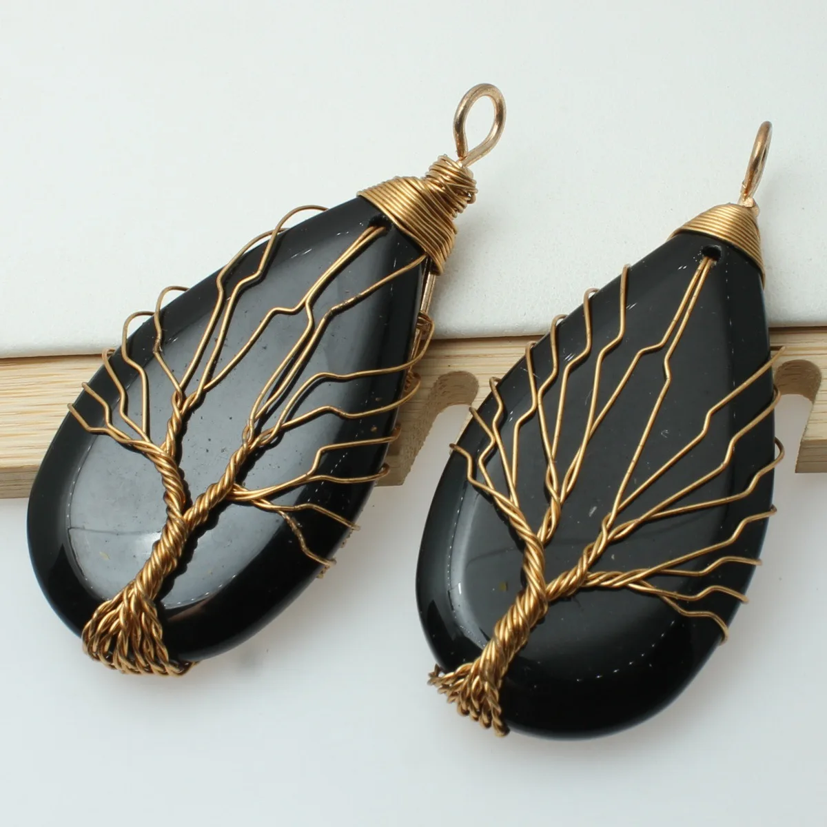 45X65mm hand-wound natural water drop rough stone pendant handmade DIY necklace pendant
