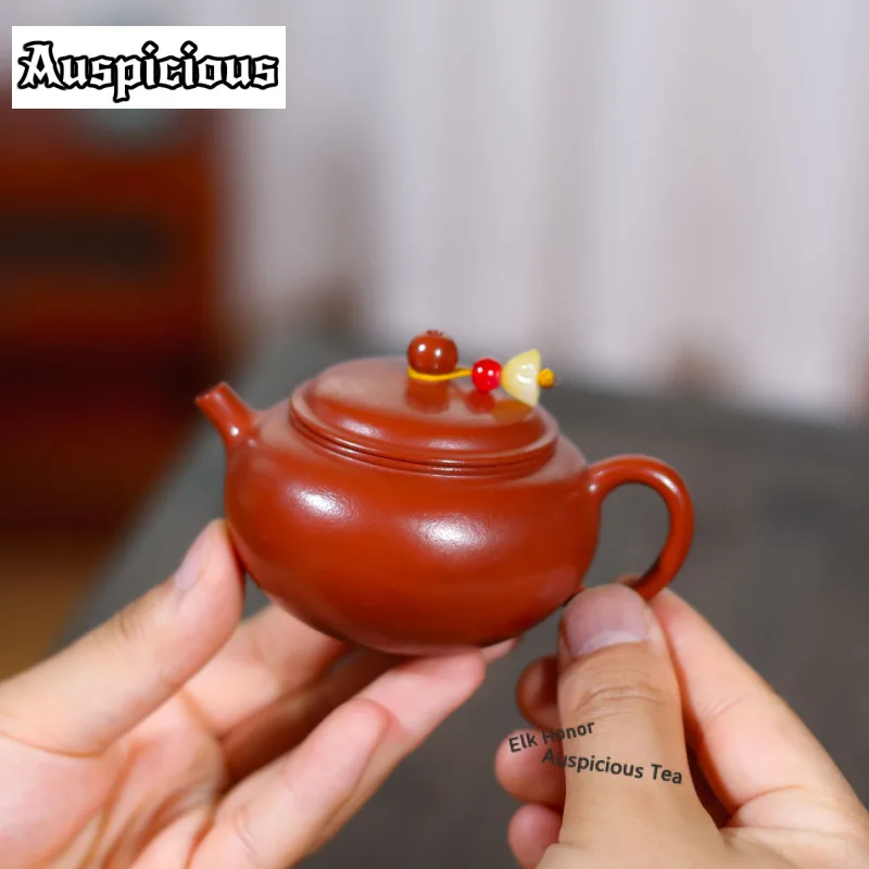 

Чайник из традиционной исинской глины (95 мл), ручной работы известного мастера, в форме яблока, из необработанной глины Чжу, набор для чая из глины Цзыша, украшение, подарок