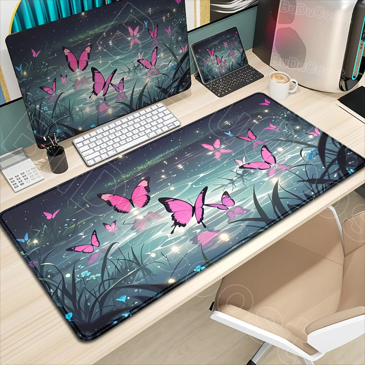 

HD Printing Beautiful Butterfly Aesthetics Large Gamer Mouse Pad Office Desk Mat Decoration Computer Keyboard Pad Gift for Women