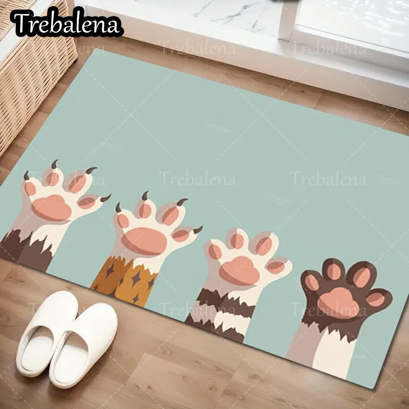 1 قطعة ترحيب سجادة باب لطيف الحيوان باو طباعة ممسحة لديكور مدخل المنزل