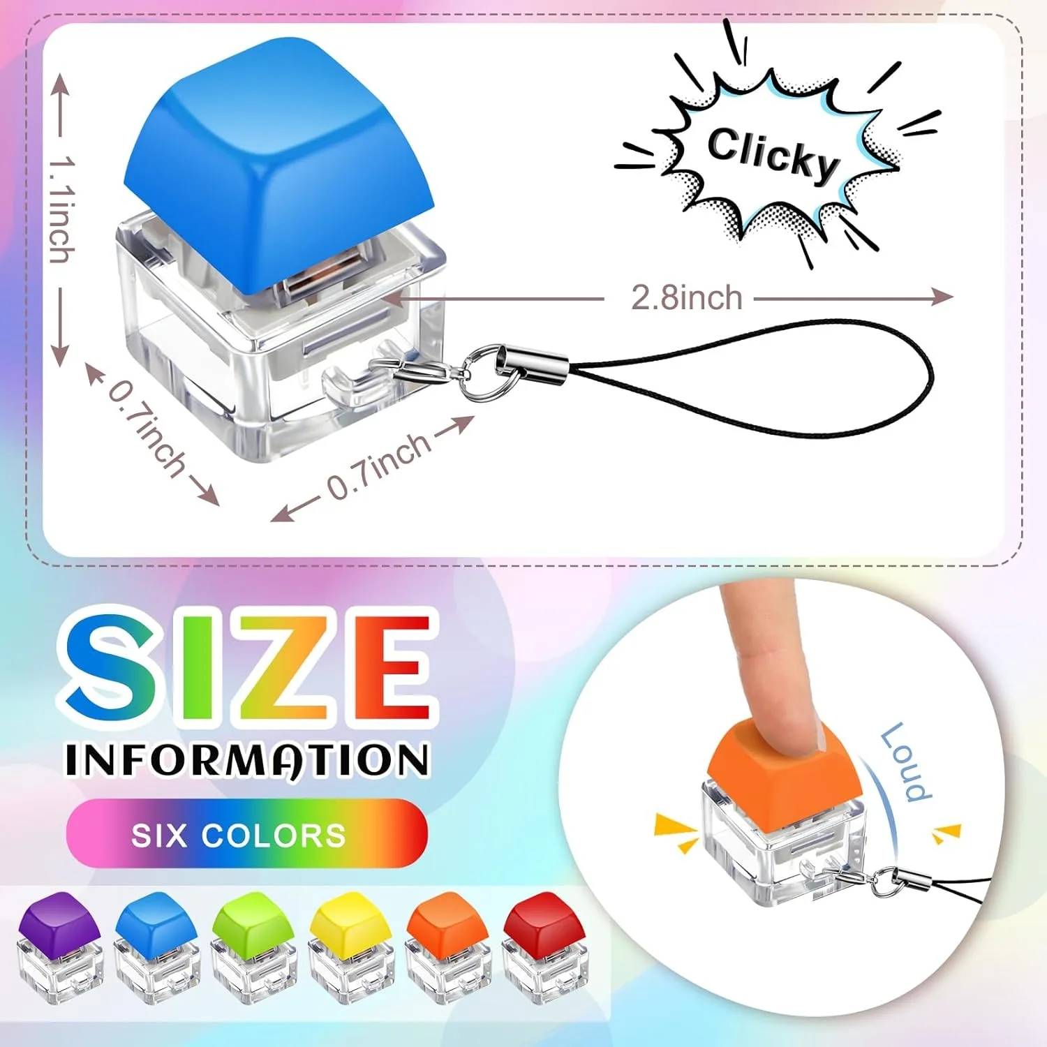 3/6PCS Toetsenbord Fidget Speelgoed Toetsenbord Sleutelhanger Decompressie Speelgoed Knop Stress Relief Cadeaus voor Kantoor School