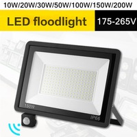 Human Body Induction Floodlight Ultra Bright 200W 100W Outdoors IP66 AC220V Garden Party Outdoor Lighting Spotlight Night Light