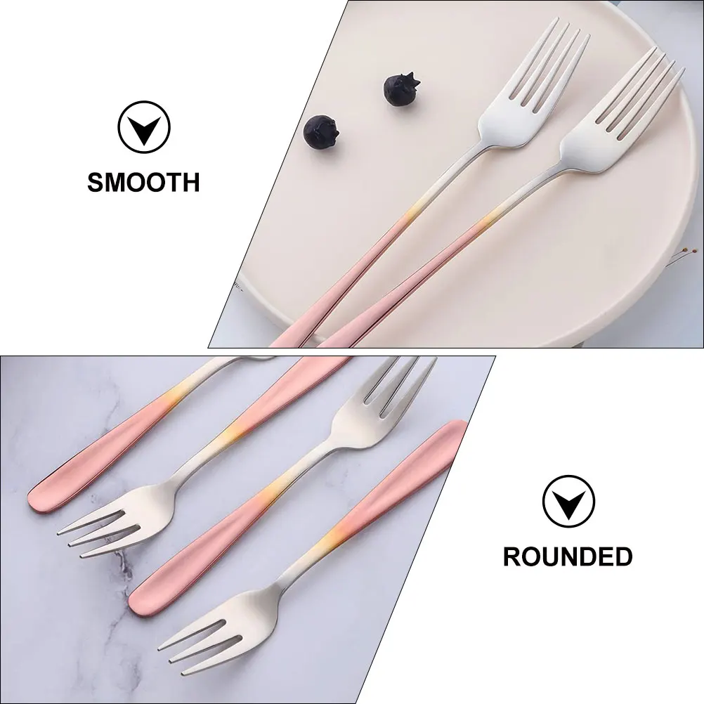 

4 шт. вилки для десерта 304 градиент мини-дегустация фруктов многоразовые многоразовые вилки для десерта гаджеты серебро подарки