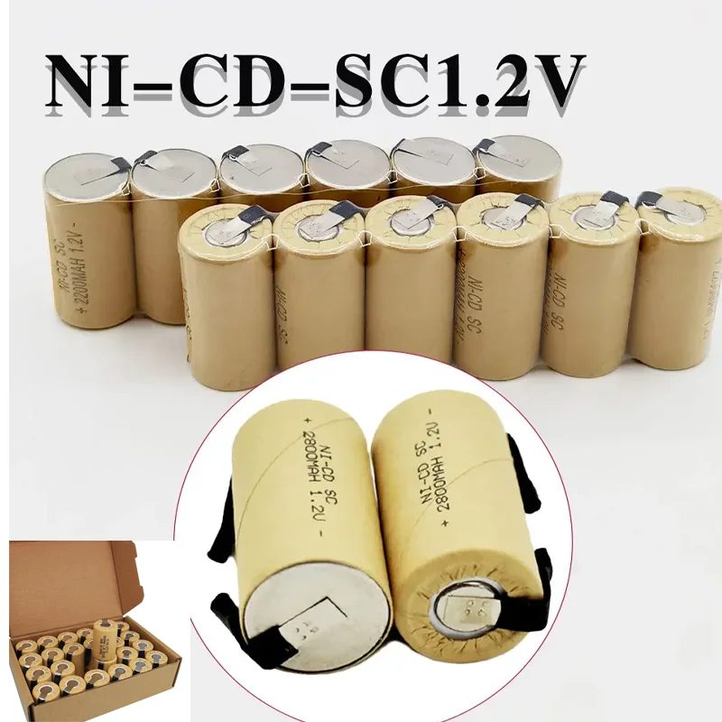 1-60pcs New Screwdriver Drill SC 1.2V 2200mah Battery SubC Ni-Cd Rechargeable Battery with Label Power Tool Ni-Cd SUBC Battery