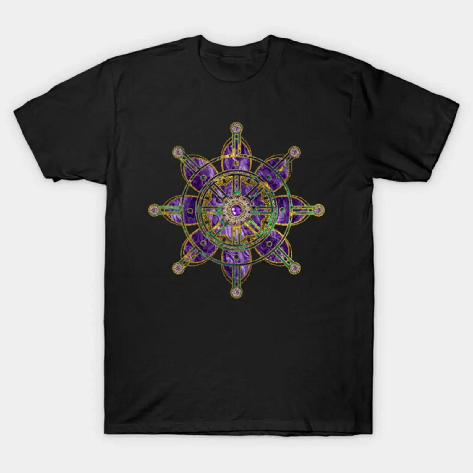 Dharma Wheel Dharmachakra T Shirt vintage Washed designer clothes Stylish Versatile graphic Stretched Soft streetwear fashion