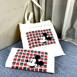 Disney płócienna torba damska na ramię z podwójnym ramieniem studentka tornister duża pojemność torba na zakupy Mickey Mouse Tote Bag