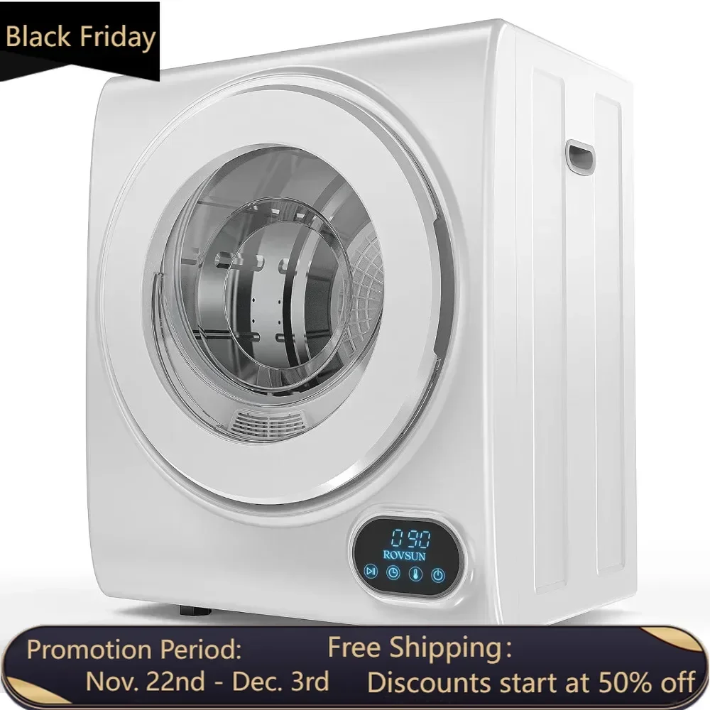 Portable Clothes Dryer, Front Load Laundry Tumble Dryer, 1.5 cu.ft Electric Dryer with Stainless Steel Tub & LCD Touch Panel