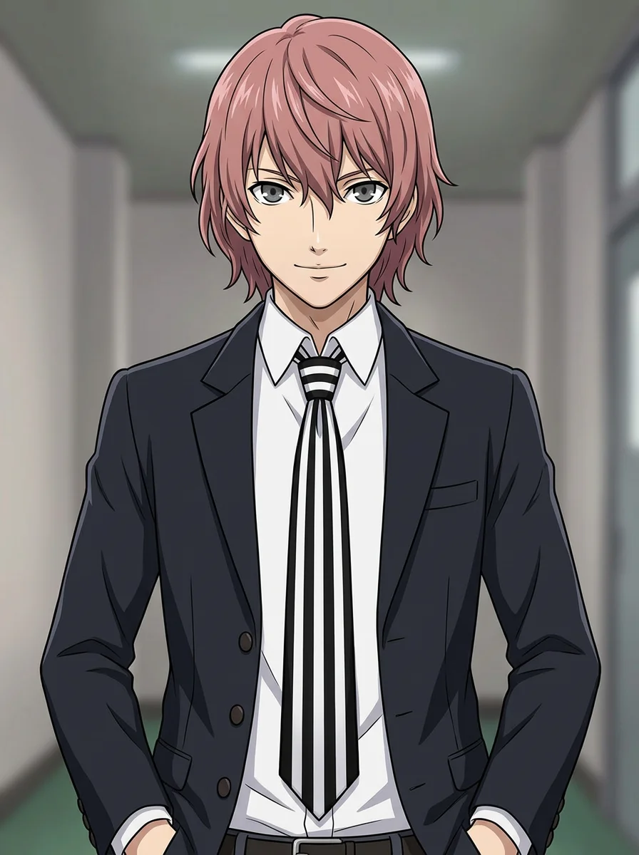Japanese Anime Akechi Goro Cosplay Tie Black and White Vertical Stripes Narrow Necktie Magic Performance Costume Accessories Unisex