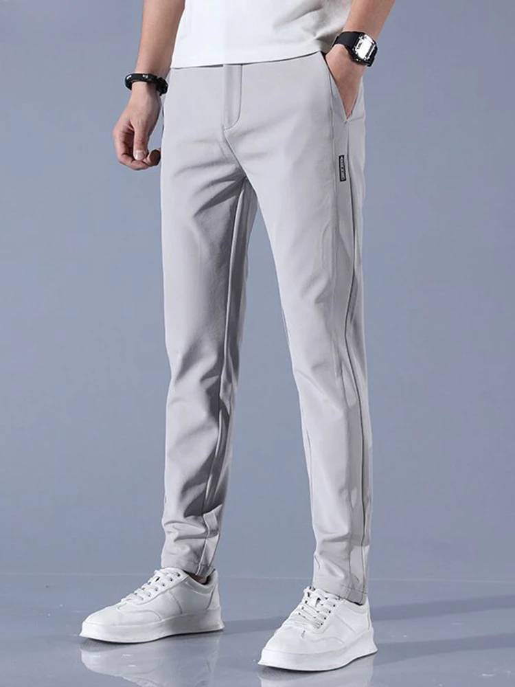 Pants Men 2023 Summer Ice Silk Casual Pants Men Straight Loose Elastic Thin Style Quick Dry Youth Sports Breathable Pants