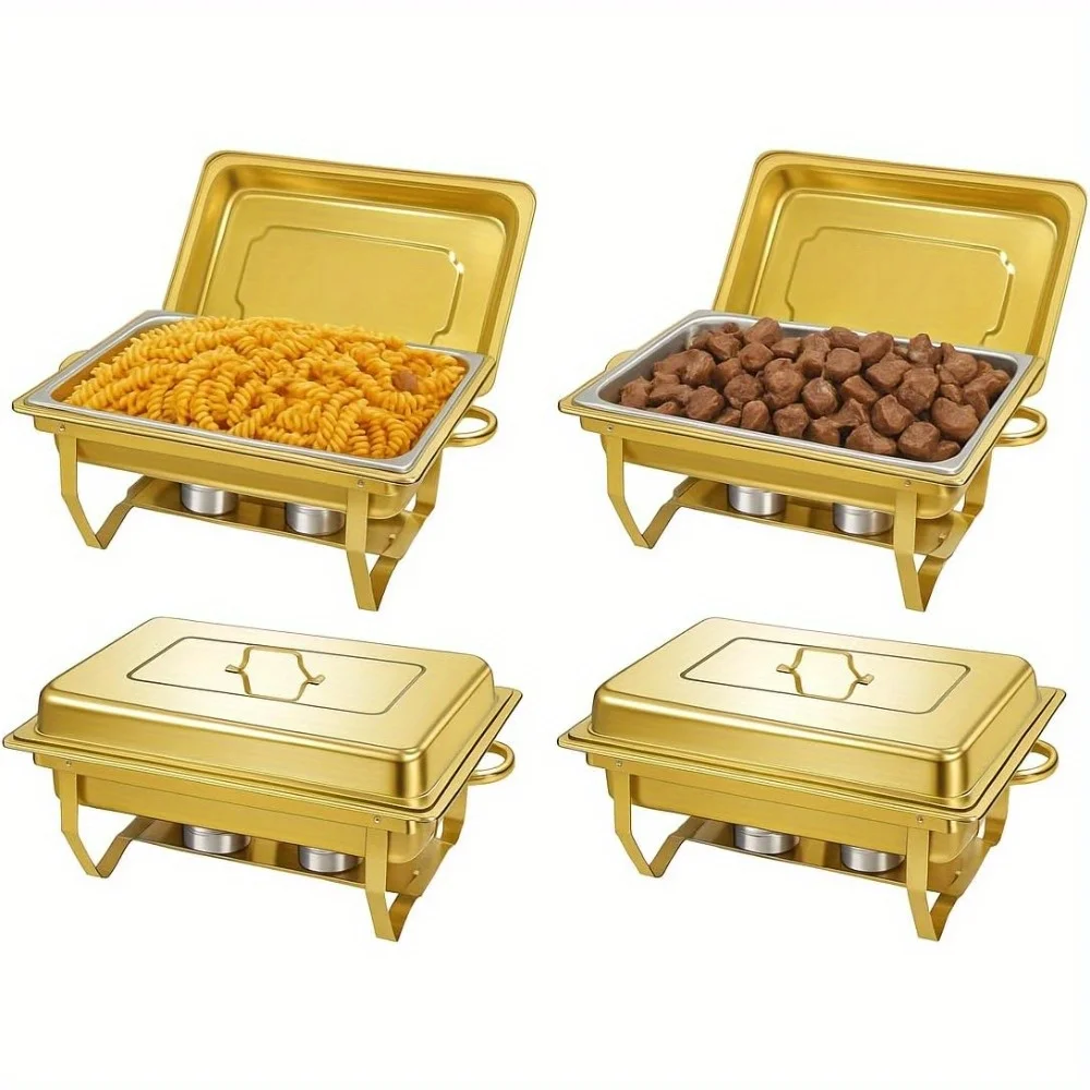 

4-Pack Chafing Dish Set with Premium Food Warmers for Buffets, Parties, Holiday Events, Birthdays, Weddings, Catering, Church Fu