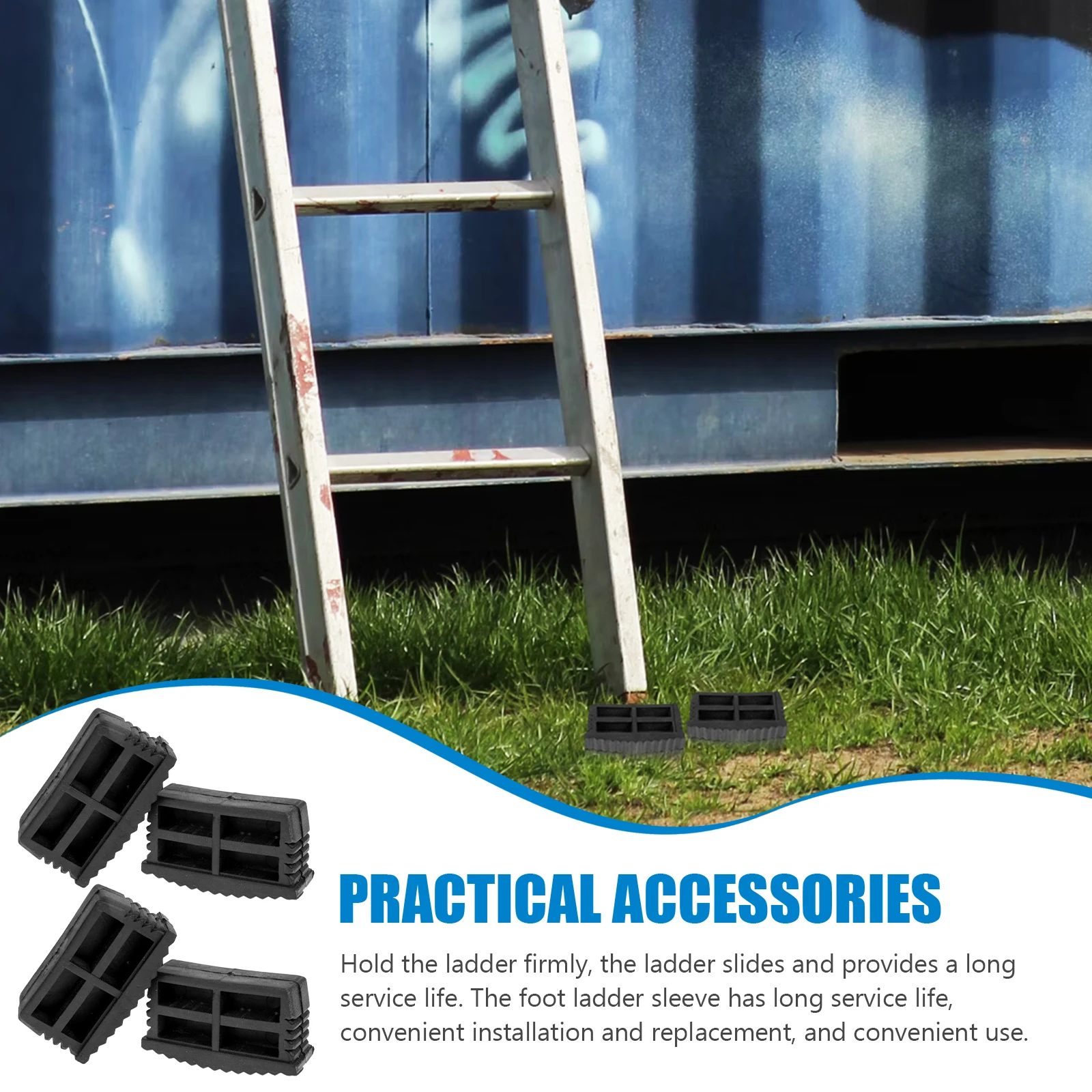 

4pcs Anti Slip Ladder Foot Cover Rubber Feet Pad Protective Leg Caps for Home Ladder Accessories Durable Floor Protection