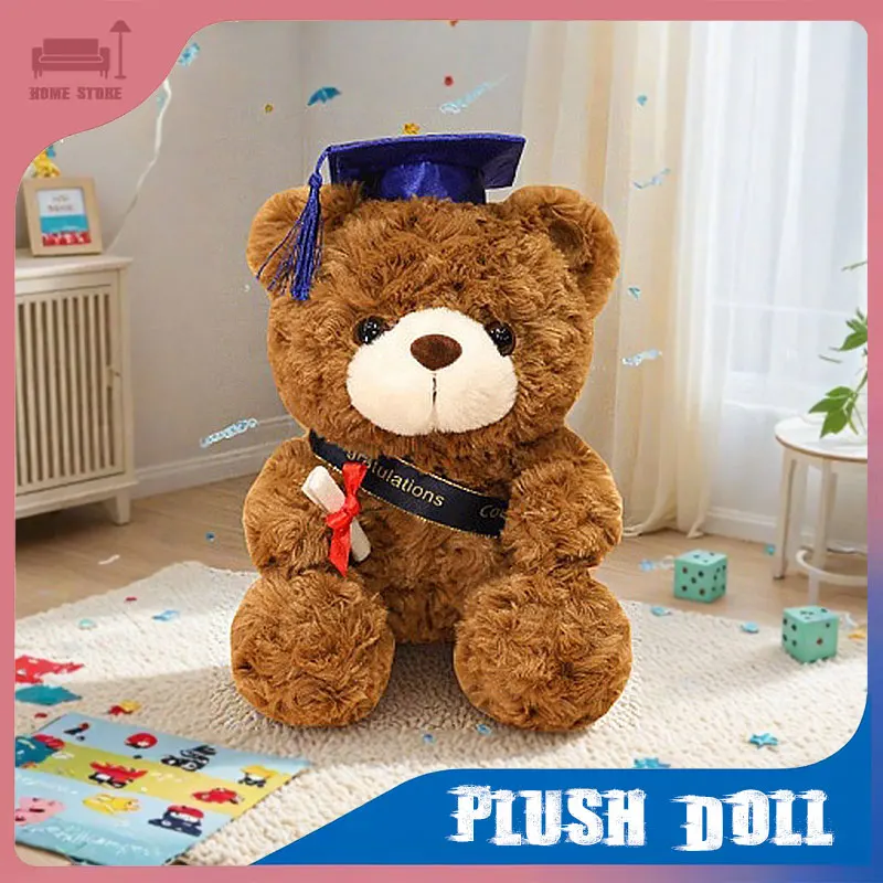 

Plush Doll Doctor Hat Bear Animal Toy Kawaii Cartoon Graduation Bear Desktop Back Packaging Jewelry Wedding Gift Home Decoration