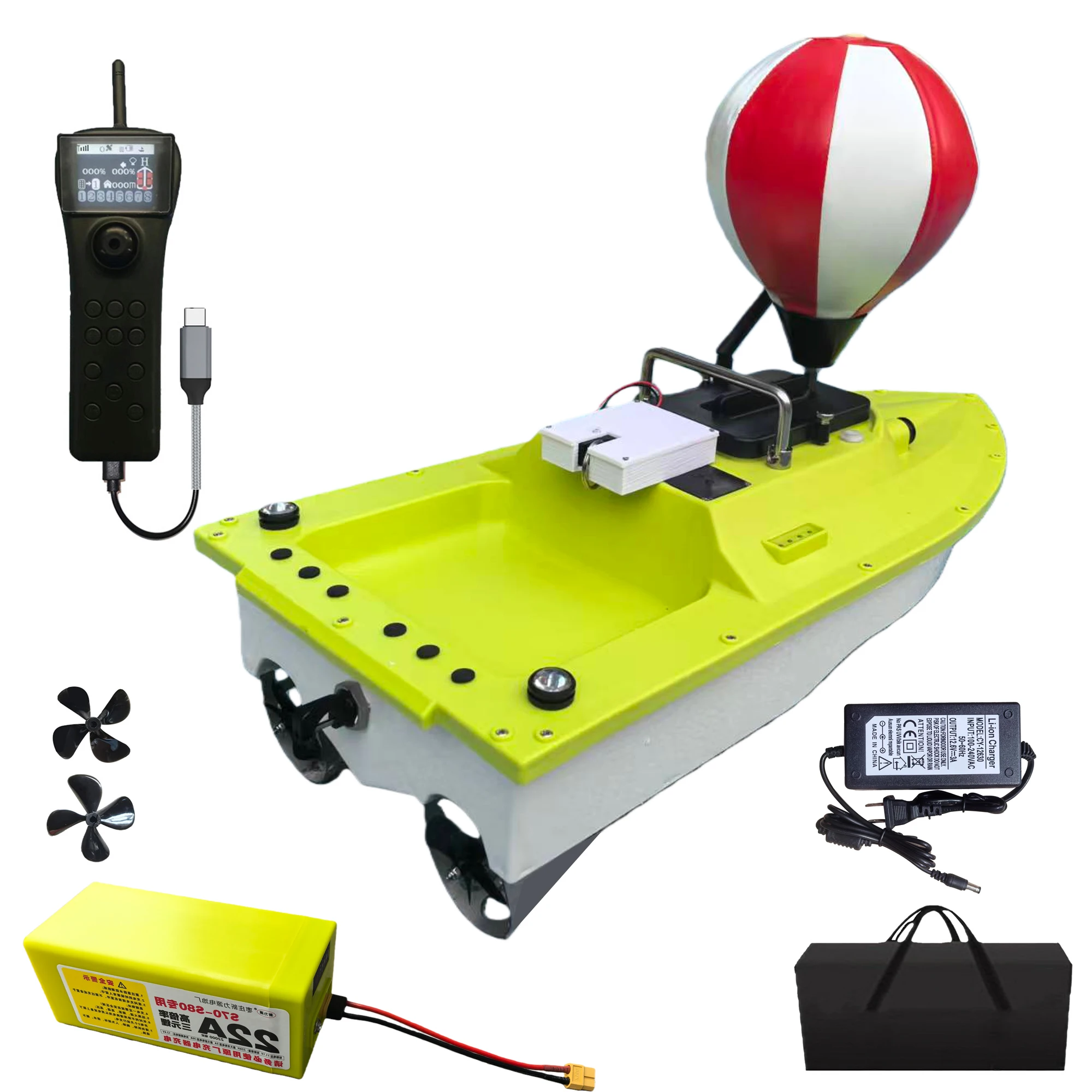 

Super Speed Saltwater RC Fishing Bait Boat with GPS for Surf Fishing With,IP 66 Waterproof,5 Meters/Second