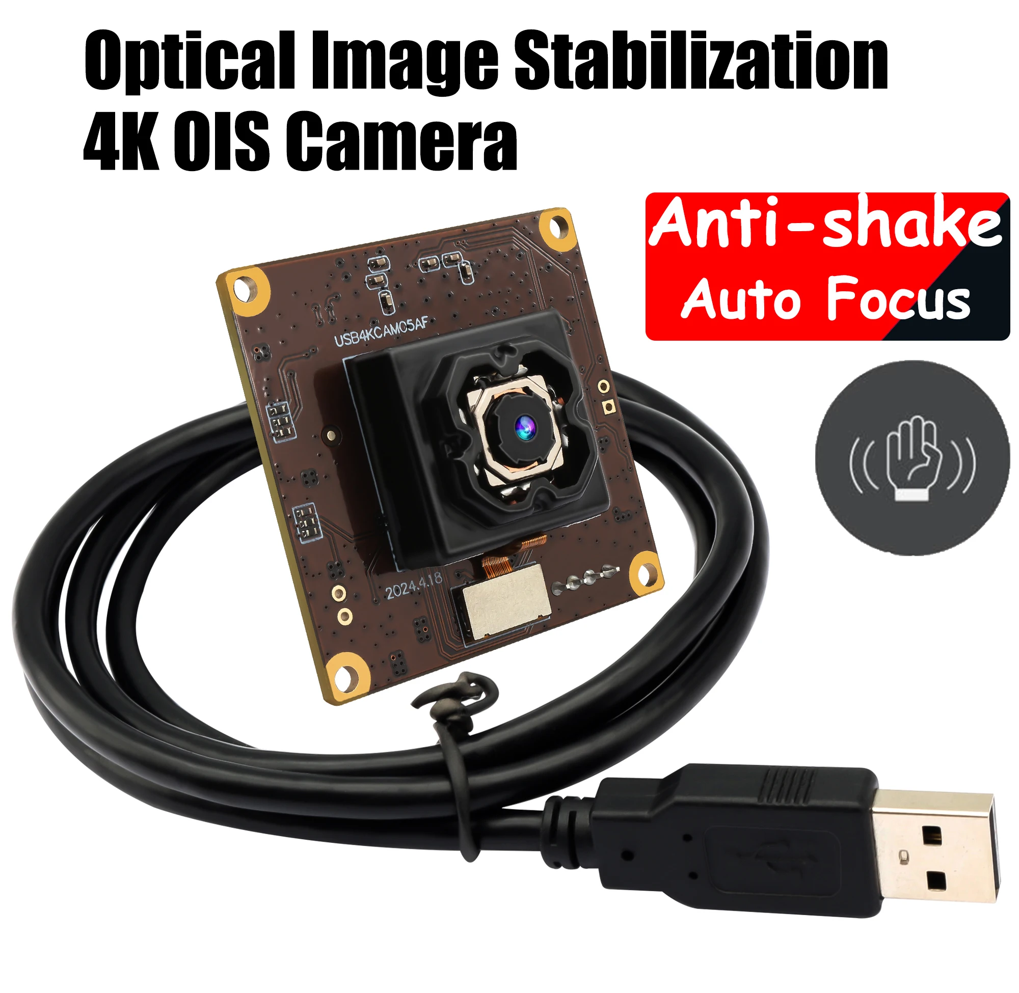 ELP 4K 30fps Autofocus Anti Shake USB Camera Module IMX258 No Distortion Camera 2880P OIS Camera For Industrial Machine Vision