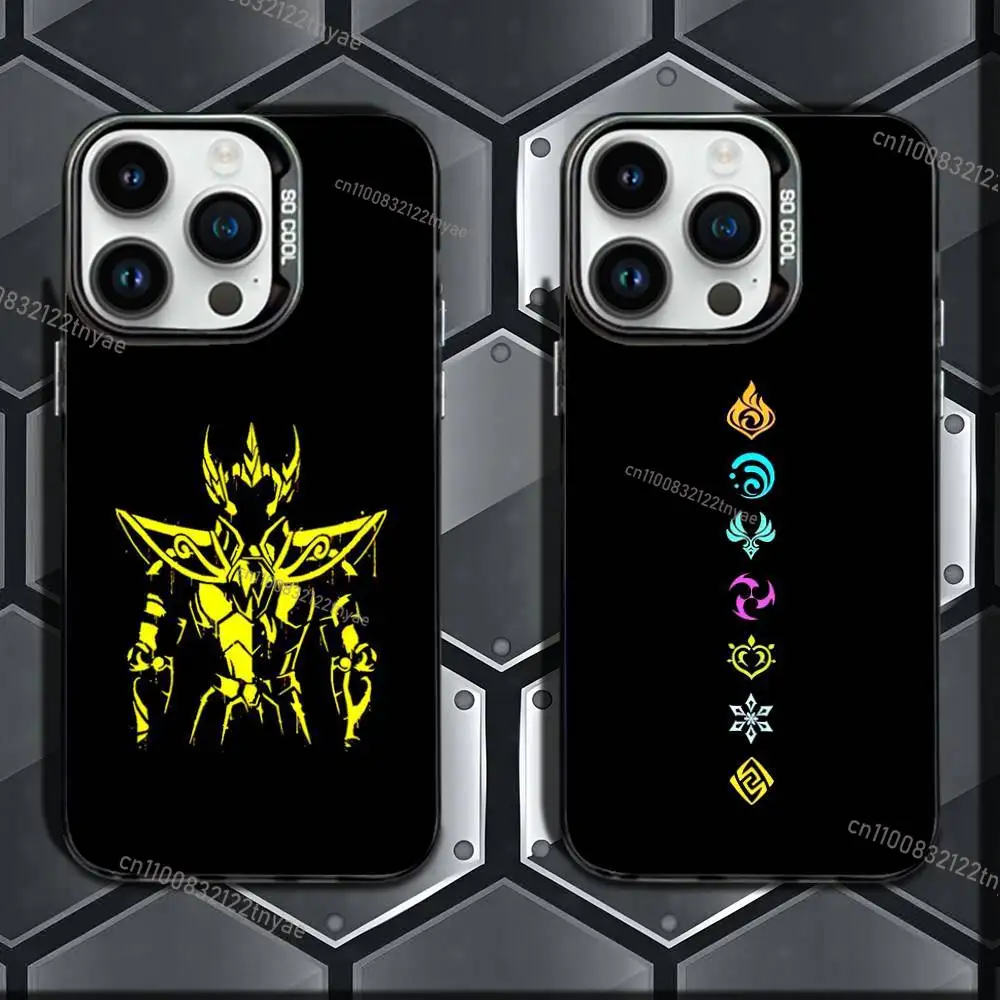 

HOT Cool Phone Case For iPhone 17,16,15,14,13,12,11 Pro Max Plus S-Saint Seiya Knights Colorful Gradient Soft TPU Black Cover