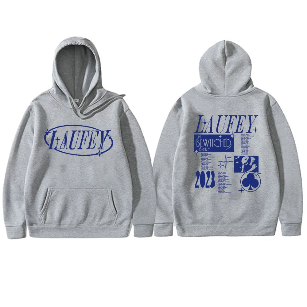 Laufey The Bewitched Tour Hoodie Pria Wanita, Sweatshirt Hip Hop kasual ukuran besar Unisex modis hadiah penggemar