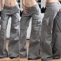 SUCHCUTE, pantalones vaqueros grises elegantes estilo Y2k, pantalones vaqueros holgados informales para mujer, pantalones estéticos de cintura baja de los años 90, pantalones de pierna recta