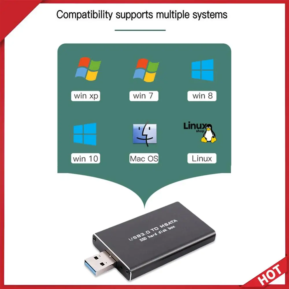 

Mini SSD MSATA To USB 3.0 Hard Drive Case 6Gbps MSATA To USB 3.0 Hard Disk Box Wireless for 30*30/50 MSATA SSD