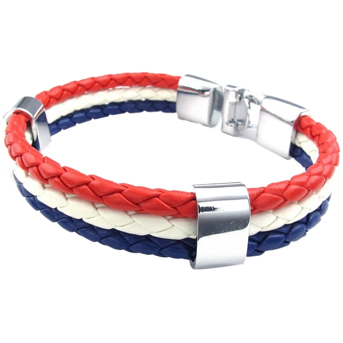 Jewelry Bracelet, France French Flag Bracelet, Alloy, White Red-Blue (Width 14 Mm, Length 23 Cm)