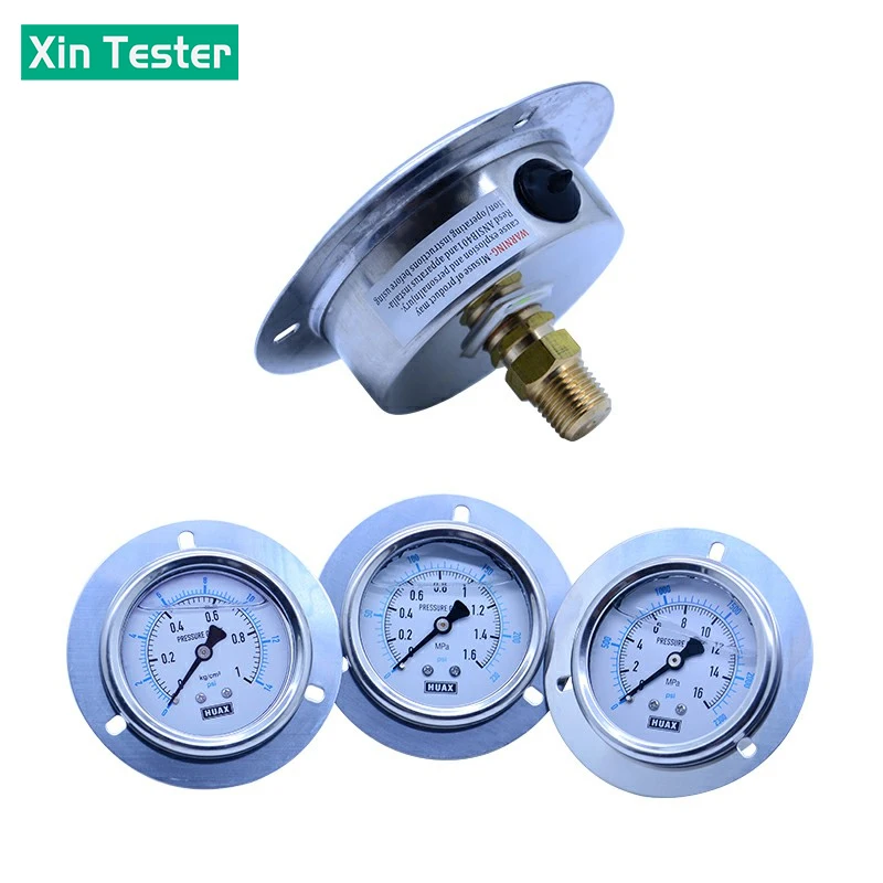 Xin Tester 0-60Mpa Air Oil Water Hydraulic Pressure gauge Psi/MPa Thread G 1/4,Axial stainless steel Anti-Vibration manometer