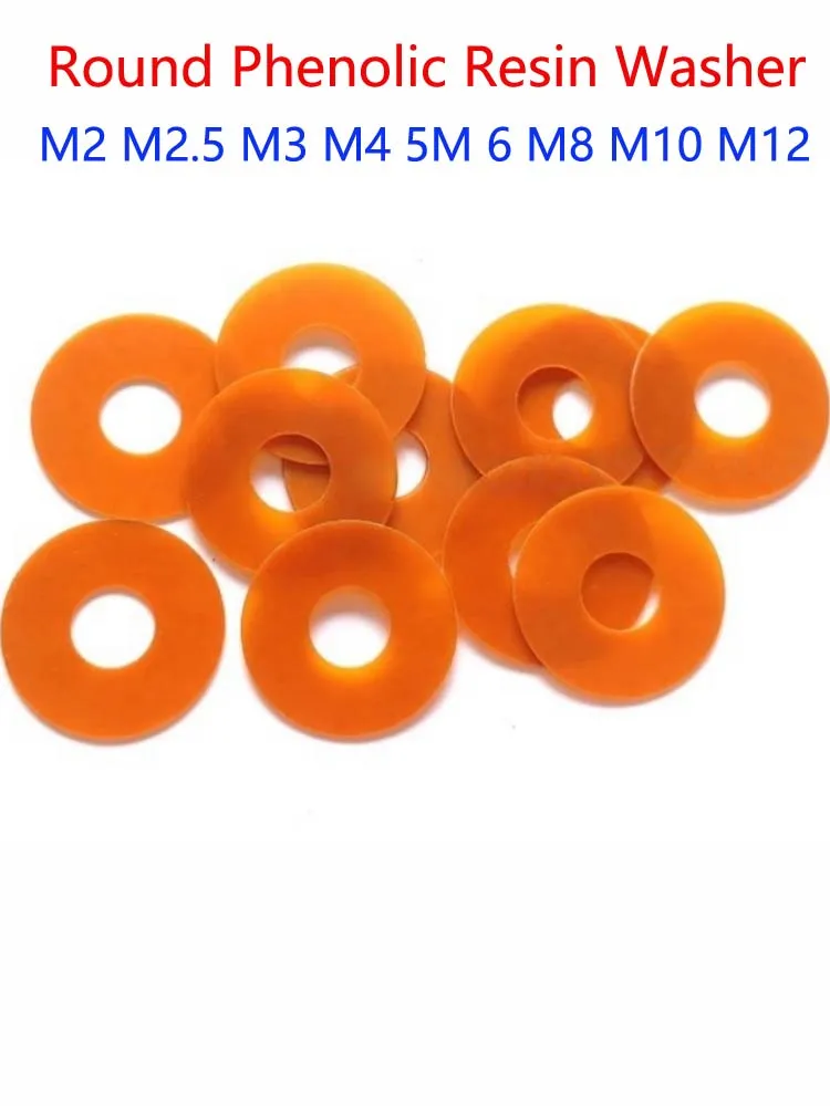 Round Phenolic Resin Washer - High Temperature Resistant Insulating Plastic Flat Washer Bakelite Gasket/Washer M2 M2.5 M3 ~ M12