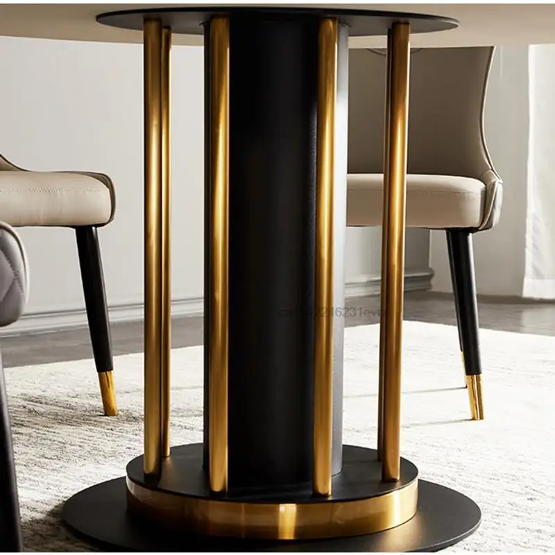 Dining Table Combination Italian Minimalist Household Small-Sized Rock Slab Turntable Rotatable Dual-Purpose Round Furniture