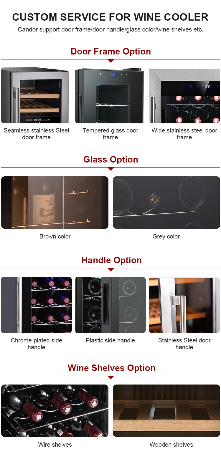 Candor 15 Bottle Dual Zone Wine Fridge Electric Home Appliance with Humidity Control for Hotel Built-in Installation Wholesale
