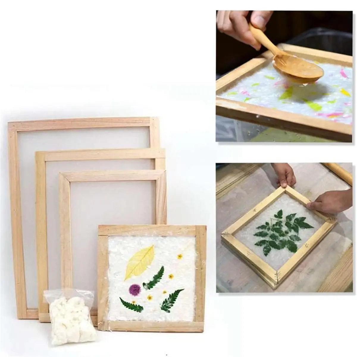 2026 New 4 Sizes Wooden Paper Making Screen,Paper Making Mould, Wooden Paper Making Frame for DIY Paper Crafts (A4, A5, A6, A7)