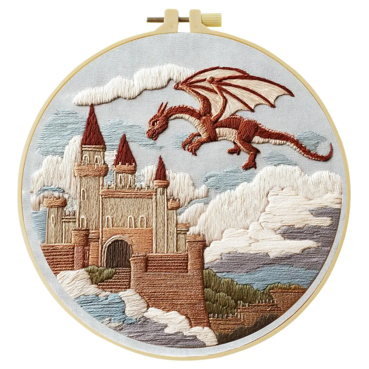 1 Stück 20X20CM/15X15CM 7,87/6,3 Zoll Schloss-Stickerei-Starter-Kit DIY-Kit DIY-Stickerei-Set für Anfänger – Detail 4