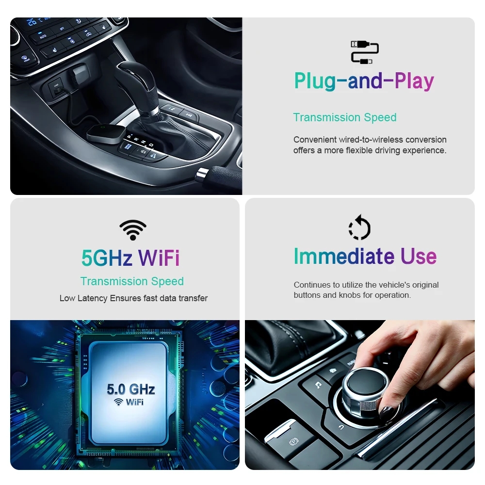 2026 NEW Wireless CarPlay&Android Auto Dongle Fast Auto-Connect Compact Plug&Play Upgrade Wired to Wireless CarPlay Adapter for