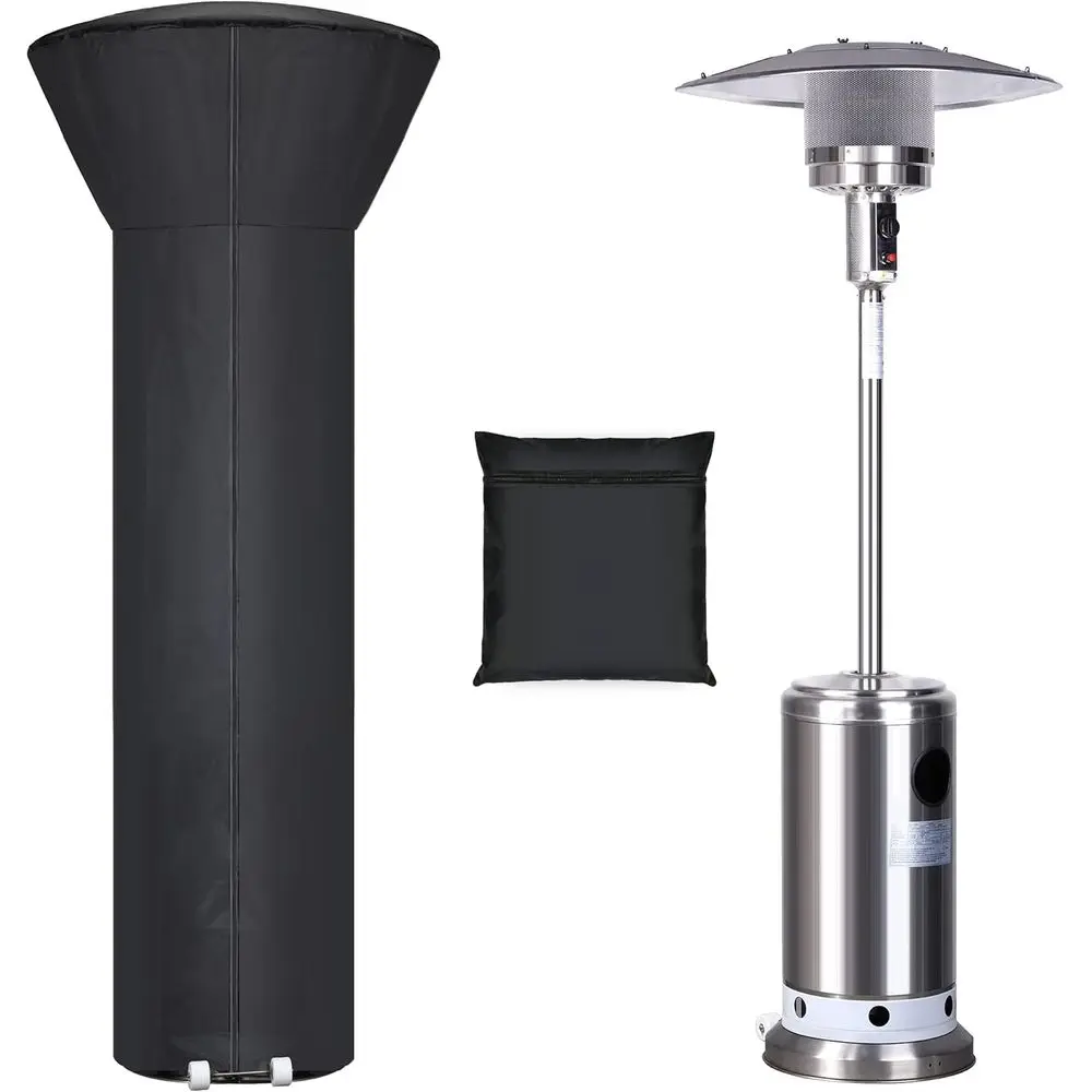 Zippered Patio Heater Cover, Waterproof, Dustproof, Wind & Sunlight Resistant, Black, 89 H x 33 D x 19 B